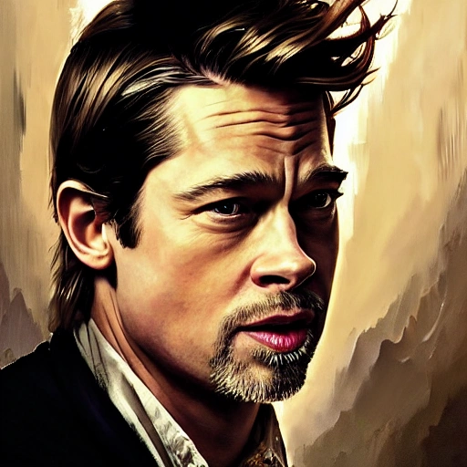 brad pitt john krasinski profile picture by greg rutkowski, dynamic pose, intricate, futuristic, fantasy, elegant, by stanley artgerm lau, greg rutkowski, thomas kinkade, alphonse mucha, loish, norman rockwell, fantasy lut, asymmetric, long hair, retro computer graphics, video game, fluid lines