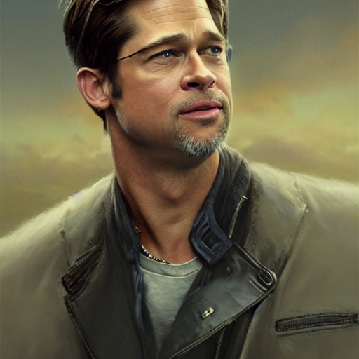 brad pitt john krasinski profile picture by greg rutkowski, dynamic pose, intricate, futuristic, fantasy, elegant, by stanley artgerm lau, greg rutkowski, thomas kinkade, alphonse mucha, loish, norman rockwell, fantasy lut, asymmetric, long hair, retro computer graphics, video game, fluid lines, 3D