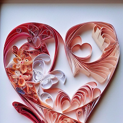 paper quilling, paper cut art, paper illustration, valentine´s day, love, very detailed, 8k --v 4