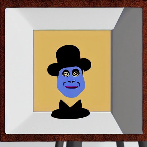 haz un nft de gorila con sombrero de chaplin, 3D