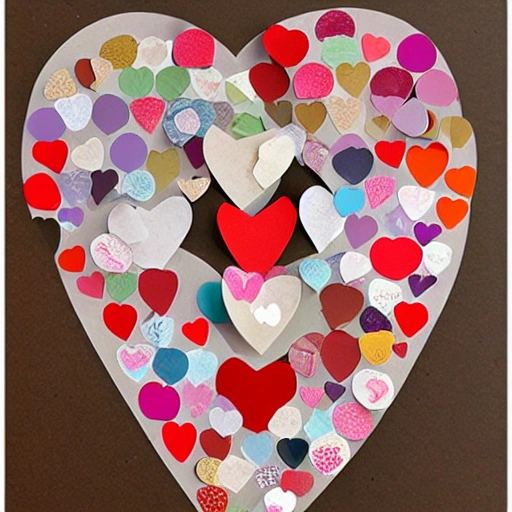 Create a heart-shaped collage using cut-out paper or magazine clippings., Cartoon