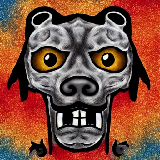 pirate Dog face character, Trippy