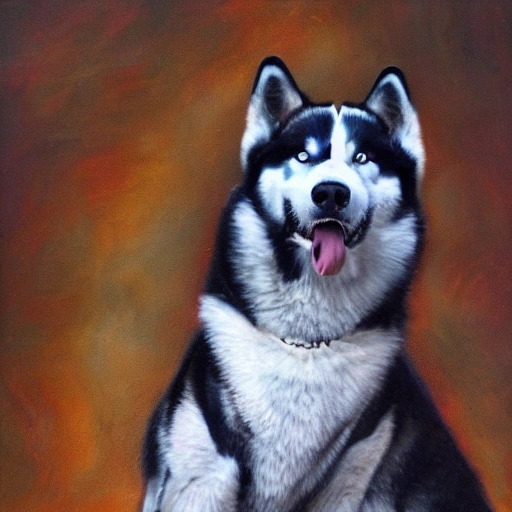 Visualize a powerful samurai husky dog in the midst of an important historical moment, ,Oil Painting