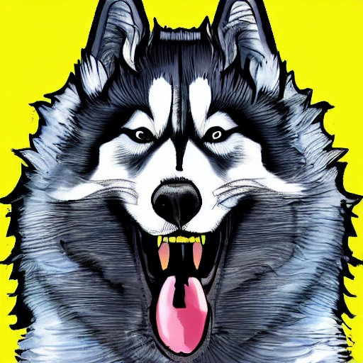  powerful samurai husky dog, Cartoon