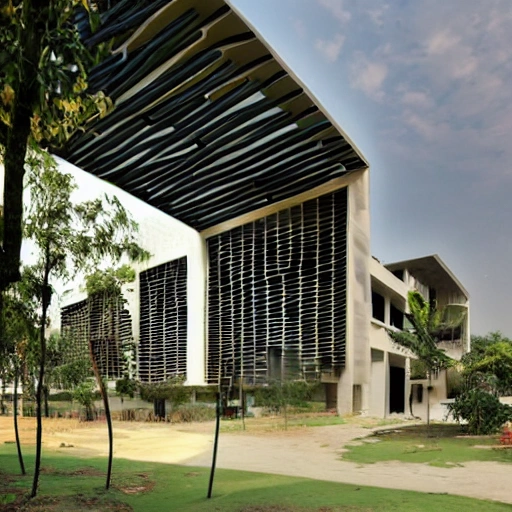 Bringing together creativity, technology and sustainability, the National Institute of Design in Hyderabad is a modern-day oasis for aspiring designers. Designed by world-renowned architect BV Doshi, this campus serves as a source of inspiration and a hub for innovation. Embracing the rich cultural heritage of Hyderabad while embracing cutting-edge design practices, the NID campus is a vibrant and dynamic space that fosters collaboration and growth. From textiles and product design to graphics and animation, students here are empowered to turn their artistic visions into tangible realities. Join us in this unique artistic journey and become a part of the design revolution that is shaping India's future.Zaha Hadid Architects thesis level design art and culture elements, 3D