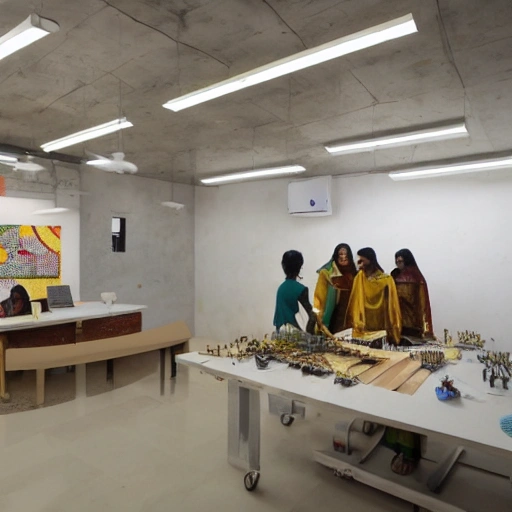 univarsal design studio with modren elements with hydrabad context art and culture in campus 