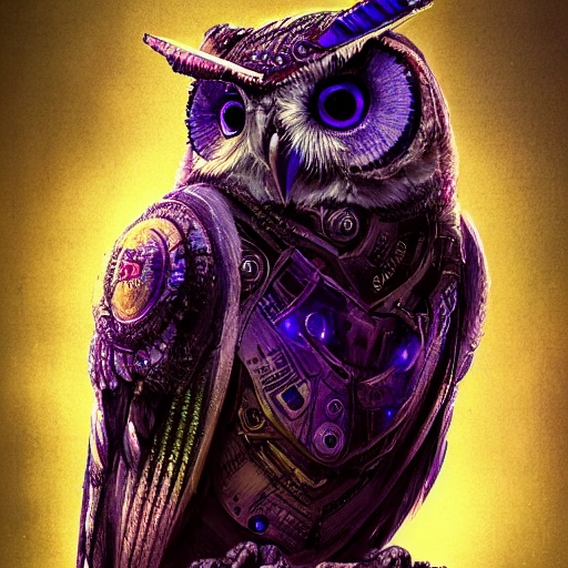 a beautiful portrait of a cute cyberpunk owl by greg rutkowski and wlop, purple blue color scheme, high key lighting, digital art, highly detailed, fine detail, intricate, ornate, complex, Pencil Sketch