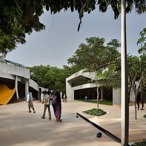 Bringing together creativity, technology and sustainability, the National Institute of Design in Hyderabad is a modern-day oasis for aspiring designers. Designed by world-renowned architect BV Doshi, this campus serves as a source of inspiration and a hub for innovation. Embracing the rich cultural heritage of Hyderabad while embracing cutting-edge design practices, the NID campus is a vibrant and dynamic space that fosters collaboration and growth. From textiles and product design to graphics and animation, students here are empowered to turn their artistic visions into tangible realities. Join us in this unique artistic journey and become a part of the design revolution that is shaping India's future.Zaha Hadid Architects thesis level design art and culture elements, 3D