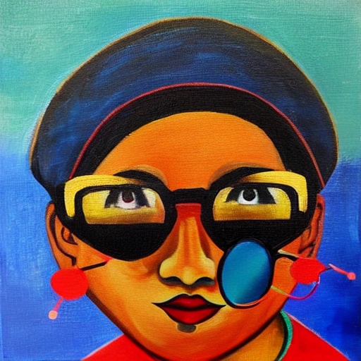 BHUO PAINTING WITH GLASSES AND CAP