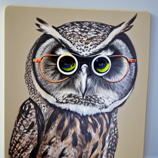 OWL PAINTING WITH GLASSES AND BOARD
