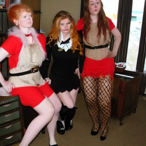 secretary, messy hair, ginger, elf, girl