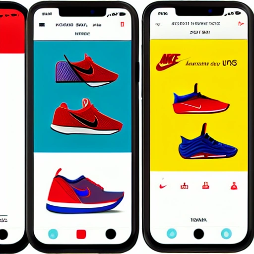 
beautiful app for shoes, ui/ux, nike, red, blue, teal, yellow ,app