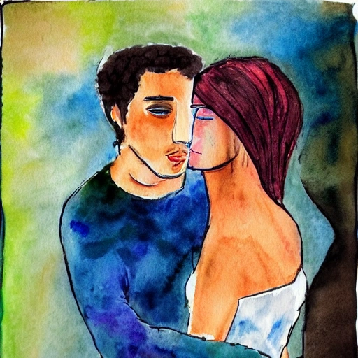 pareja de novios, Water Color