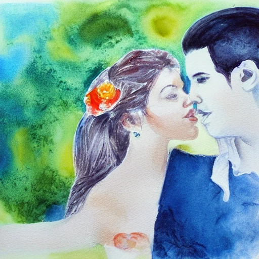 pareja de novios, Water Color