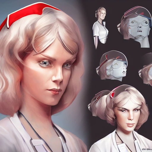 nurse stylized digital illustration sharp focus, elegant intricate digital painting artstation concept art global illumination ray tracing advanced technology chaykin howard and campionpascale and cooke darwyn and davis jack 