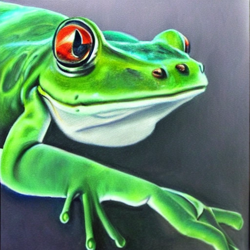 big frog poster, Oil Painting,  Pencil Sketch