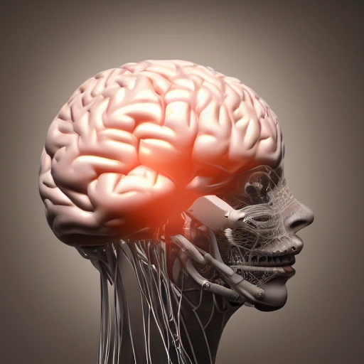 complex 3d render ultra detailed of a beautiful porcelain human brain, cyborg, robotic parts, 150 mm, beautiful studio soft light, rim light, vibrant details, luxurious cyberpunk, lace, hyperrealistic, cable electric wires, microchip, elegant, beautiful background, octane render, H. R. Giger style, 8k