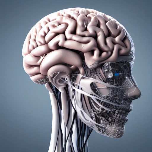 complex 3d render ultra detailed of a beautiful porcelain human brain, cyborg, robotic parts, 150 mm, beautiful studio soft light, rim light, vibrant details, luxurious cyberpunk, lace, hyperrealistic, cable electric wires, microchip, elegant, beautiful background, octane render, H. R. Giger style, 8k, Trippy