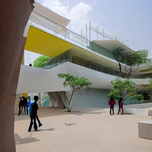 Bringing together creativity, technology and sustainability, the National Institute of Design in Hyderabad is a modern-day oasis for aspiring designers. Designed by world-renowned architect BV Doshi, this campus serves as a source of inspiration and a hub for innovation. Embracing the rich cultural heritage of Hyderabad while embracing cutting-edge design practices, the NID campus is a vibrant and dynamic space that fosters collaboration and growth. From textiles and product design to graphics and animation, students here are empowered to turn their artistic visions into tangible realities. Join us in this unique artistic journey and become a part of the design revolution that is shaping India's future.Zaha Hadid Architects thesis level design art and culture elements, 3D