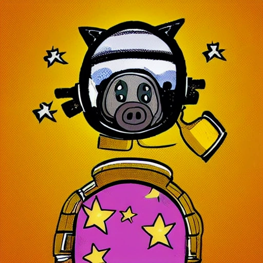 a pig in space suit, Cartoon