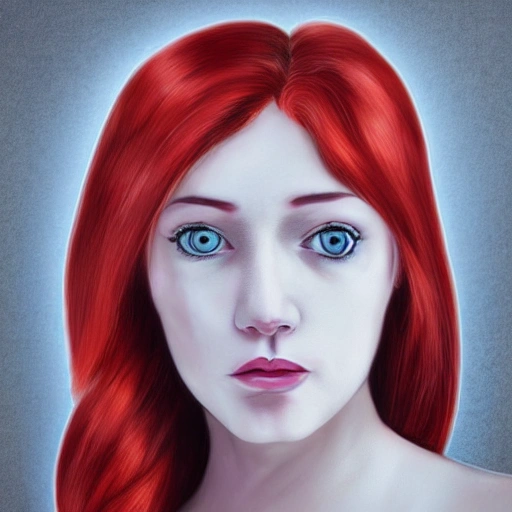 detailed portrait red hair woman feeling sadness

