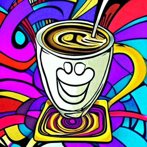 coffe, Cartoon, Trippy