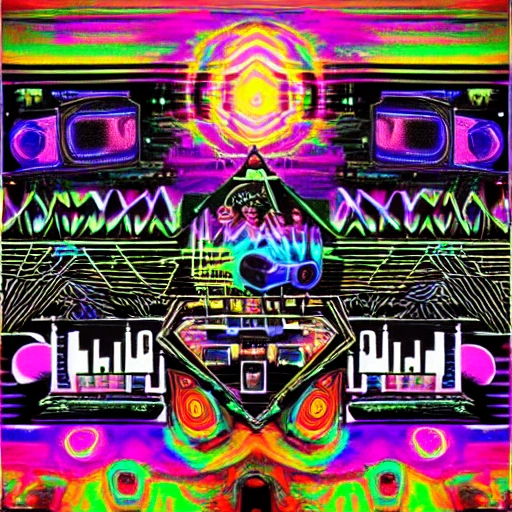 , Trippy, fiesta electronica, dark,  cyberpunk
