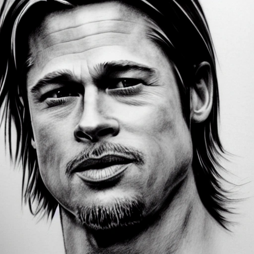 , Pencil Sketch, brad pitt