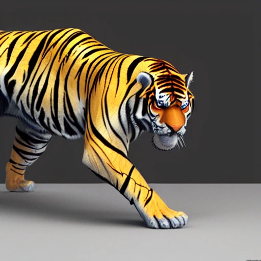 complex 3d render ultra-detailed, cyber tiger, Science Fiction, 8k