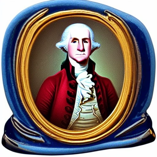 george washington tomando cafe, la taza dice george washington coffee house, 3D