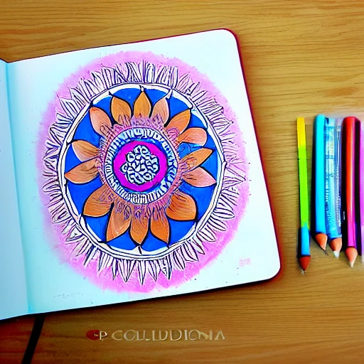 persona coloreando un mandala
pintando un mandala en cuaderno de dibujo sketchbook 
