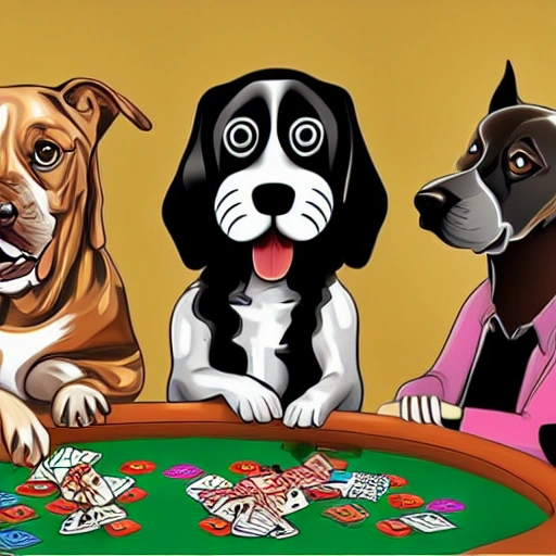 perros, jugando, poker, Cartoon