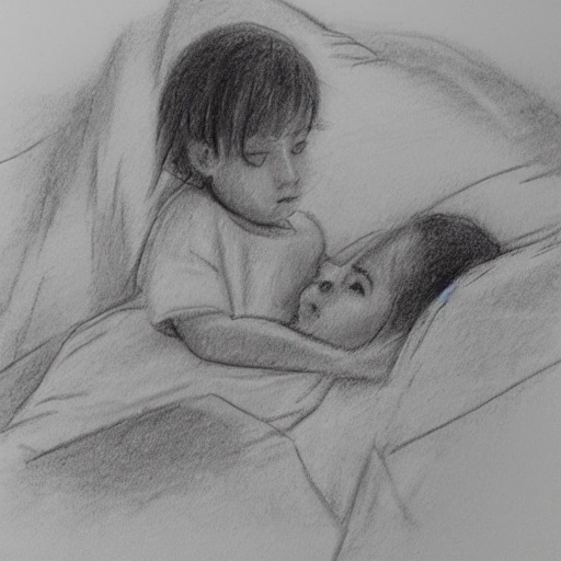 painting, child in hospital waiting for transplant, Pencil Sketch