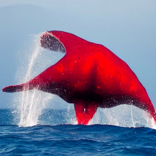 ballena roja perdida en un mar de medusas 
