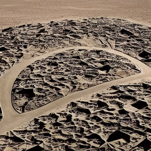 Secret futuristic desert city, beautifully following dunes shapes.