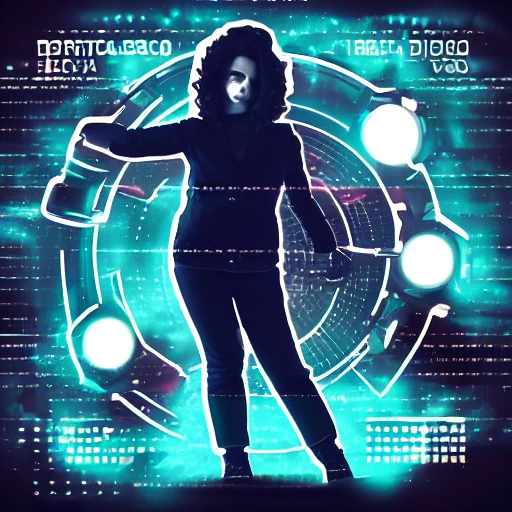 portada de disco, música electrónica, cyberpunk, androide, futurismo, circuitos

