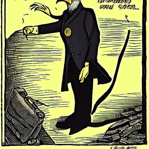 bald eagle as spy, Cartoon