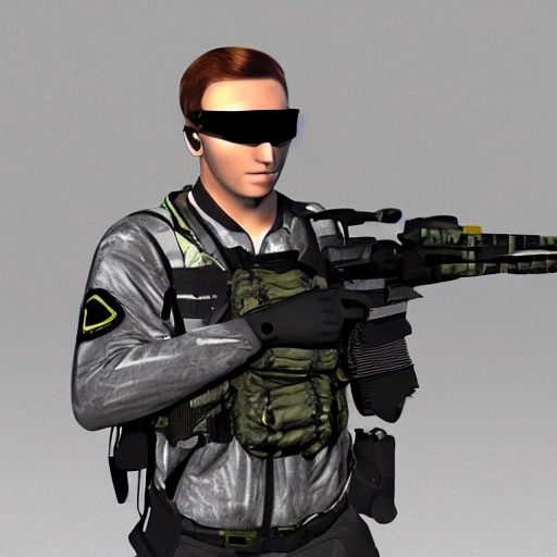 hawk as special agent with dark googles, weapons, handsfree, 3D