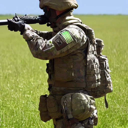 man as military intelligence soldier, field, weaponry, , Trippy