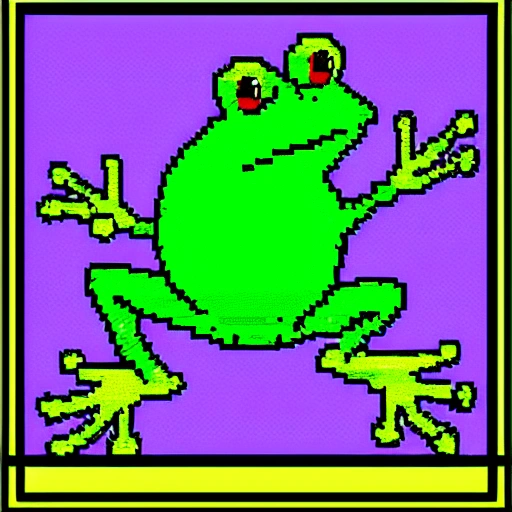 frog cartoon, pixelart 32x32 