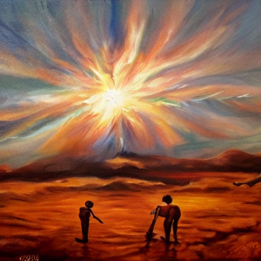 Náufragos en una lejana estrella, Oil Painting