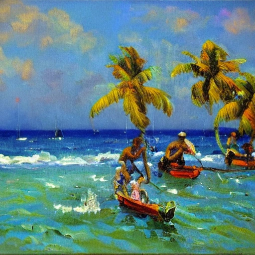 Caribs , Oil Painting, impressionism