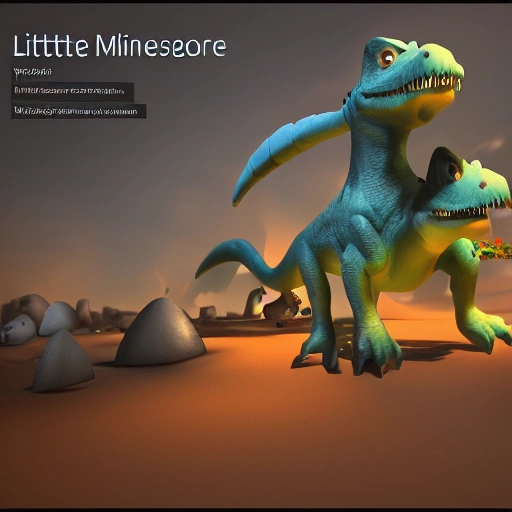 little dino-miner professional. 3D style, Blender, Z-brush, Unreal, Unity, 3D Max. 