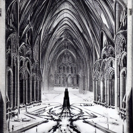 landscape & gothic cathedrale in a  futurist of a huge, frozen with waterfal ice , Trippy