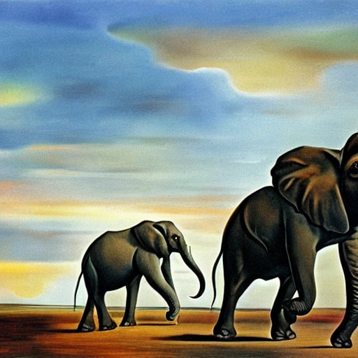  Elephants, 1948 by Salvador Dali , paiting, 