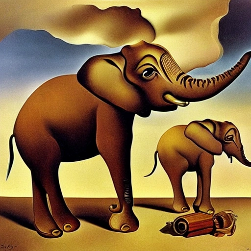 one 
 Elephants, 1948 by Salvador Dali , paiting, 