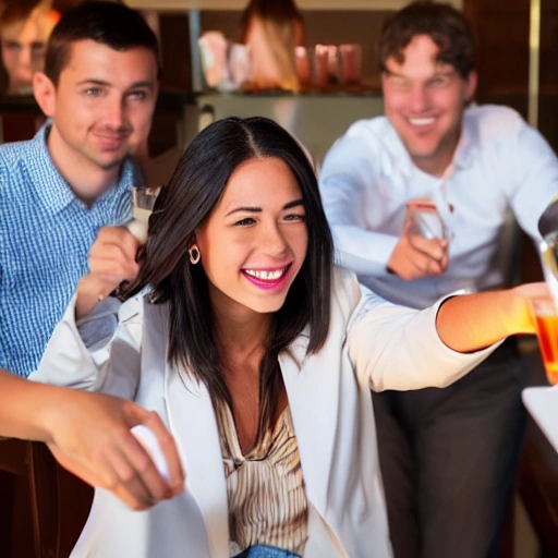 young engineer celebrating her professional success by toasting ...