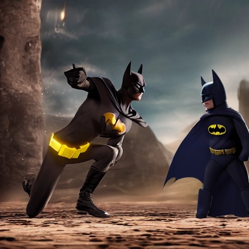 8k，batman fight against a beautiful Jedi young wowan with blonde hair，background， ultra detail, highest quality
