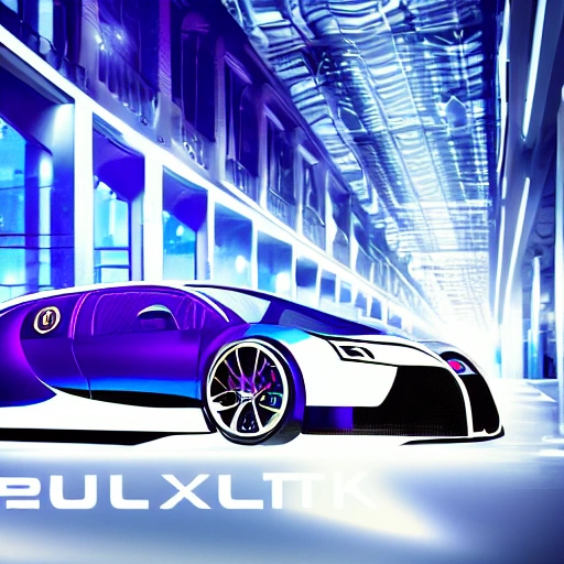 a portrait of a perfil cyberpunk sport car inspired bugatti, purple blue color scheme, high key lighting, digital art, highly detailed, fine detail, intricate, ornate, complex, unreal engine