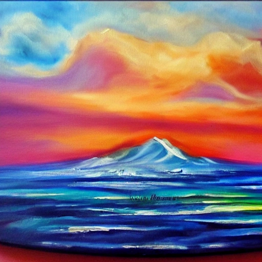 universo, inmensidad, calma, mar, montaña, Oil Painting